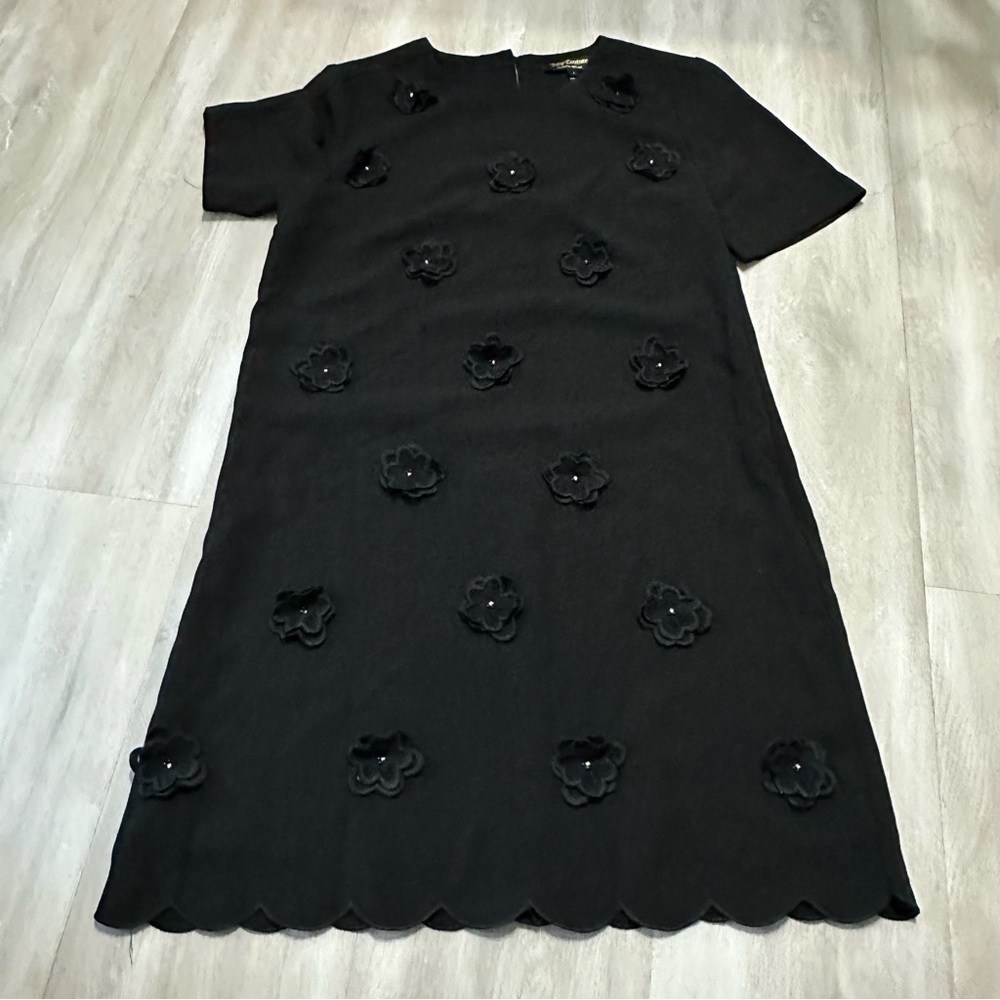 Juicy Couture Black Shift 3D Flowers Dress Sz 4